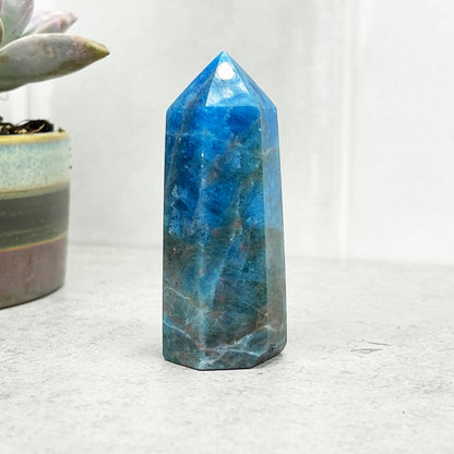 blue apatite crystal tower