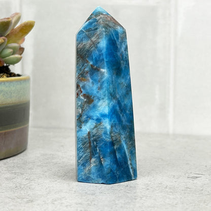 blue apatite crystal tower