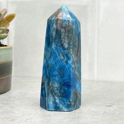 blue apatite crystal tower