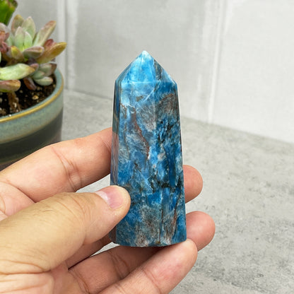 blue apatite crystal tower