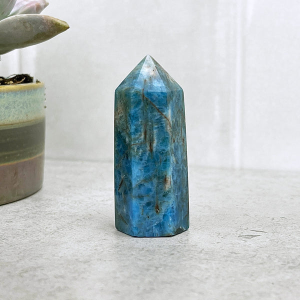 Polished Blue Apatite Tower