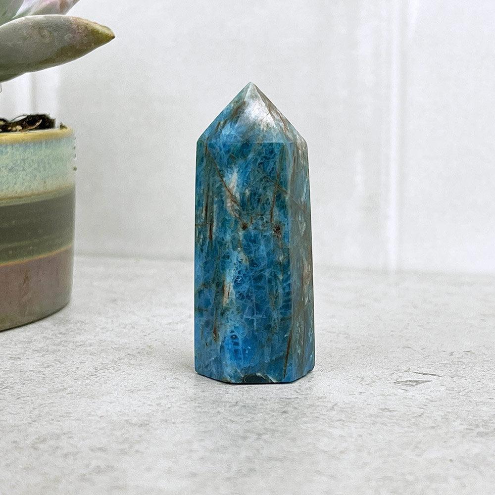 Polished Blue Apatite Tower