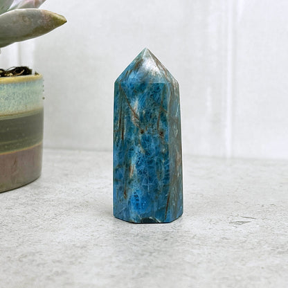 Polished Blue Apatite Tower