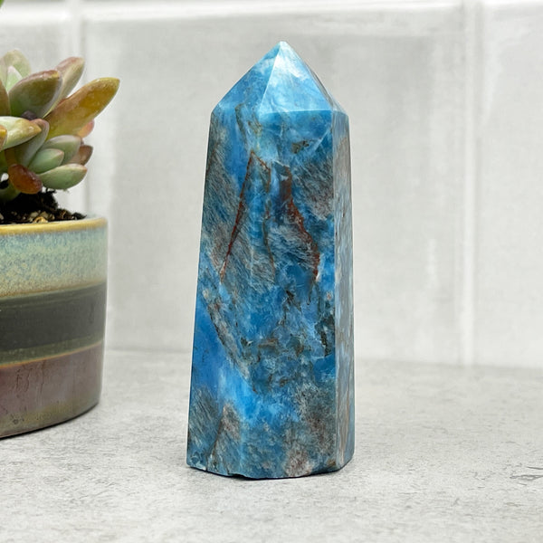 blue apatite crystal tower