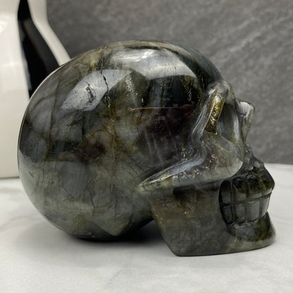  blue flash labradorite crystal skull carving