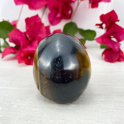 Polished Blue Tiger Eye Skull Carving