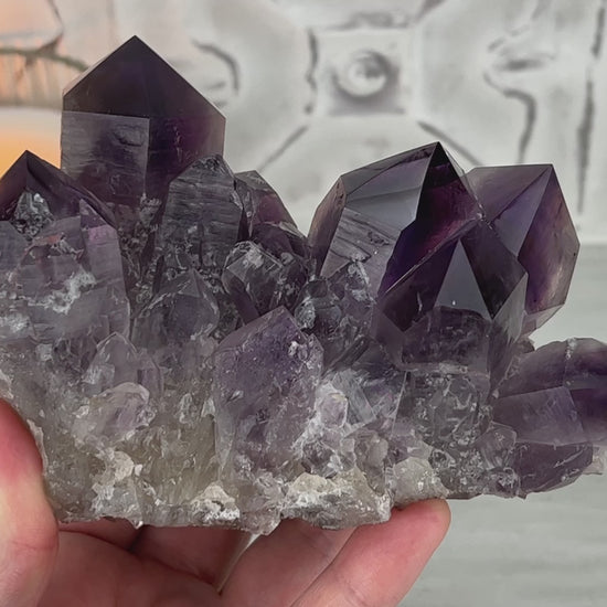 Large Polished Purple Amethyst Crystal Cluster Specimen