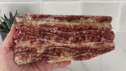 Polished Pork Stone (Red Banded Calcite) Specimen Slab