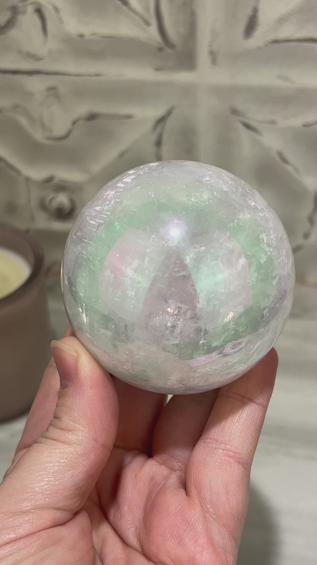 67mm Angel Aura Coated Calcite Sphere