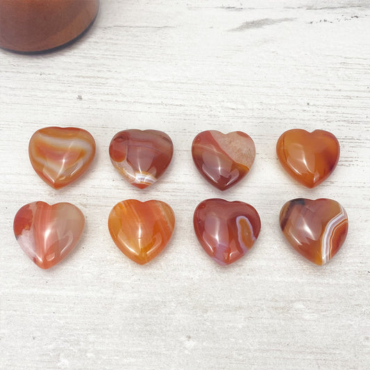 Polished Carnelian Agate Hearts