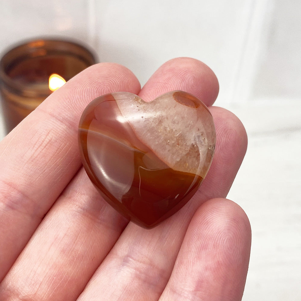 Polished Carnelian Agate Hearts