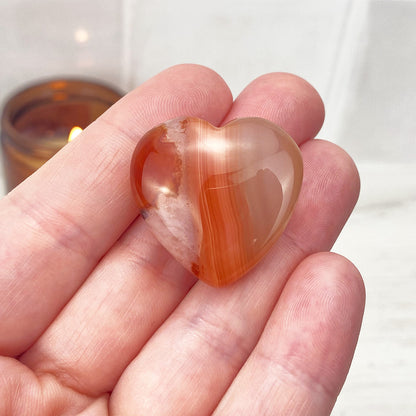 Polished Carnelian Agate Hearts
