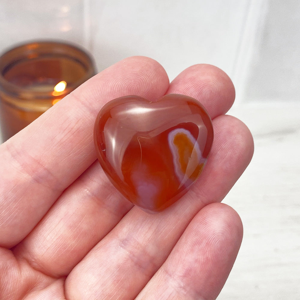 Polished Carnelian Agate Hearts