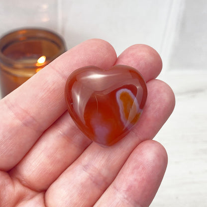 Polished Carnelian Agate Hearts