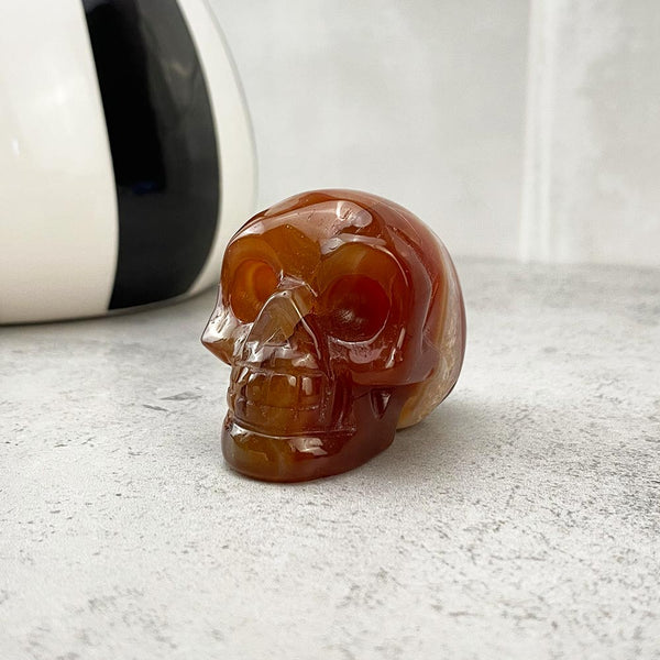 carnelian skull carving