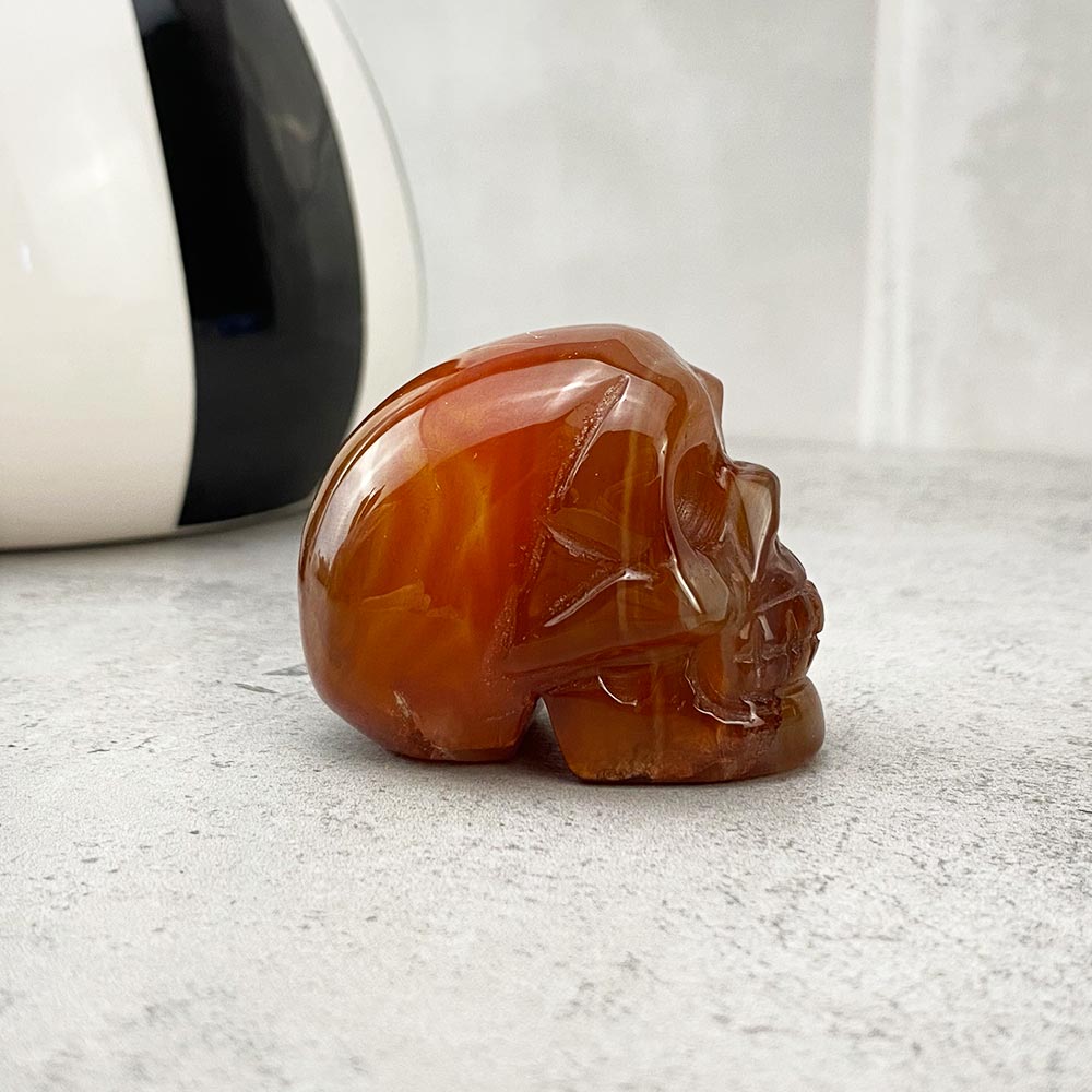 carnelian skull carving