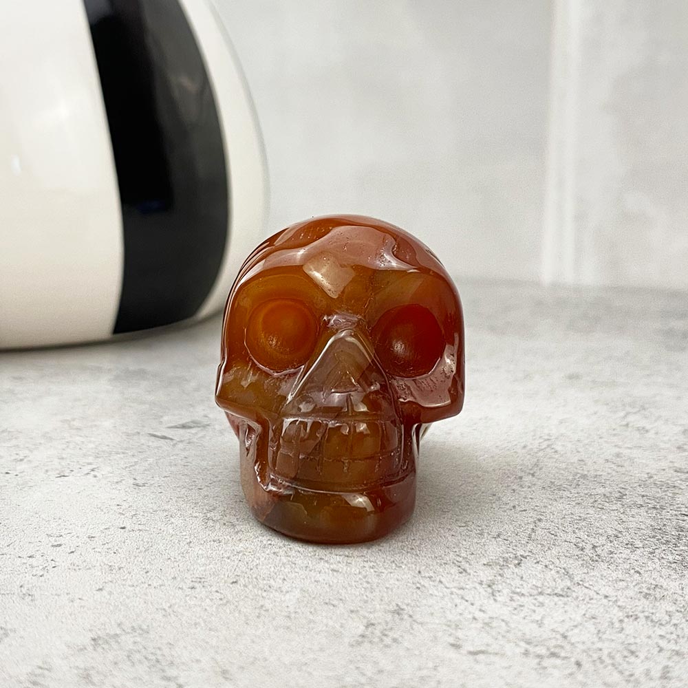 carnelian skull carving