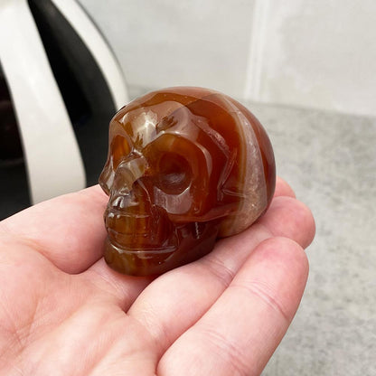 carnelian skull carving