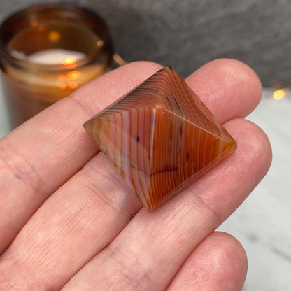 Polished Carnelian Pyramid Carvings