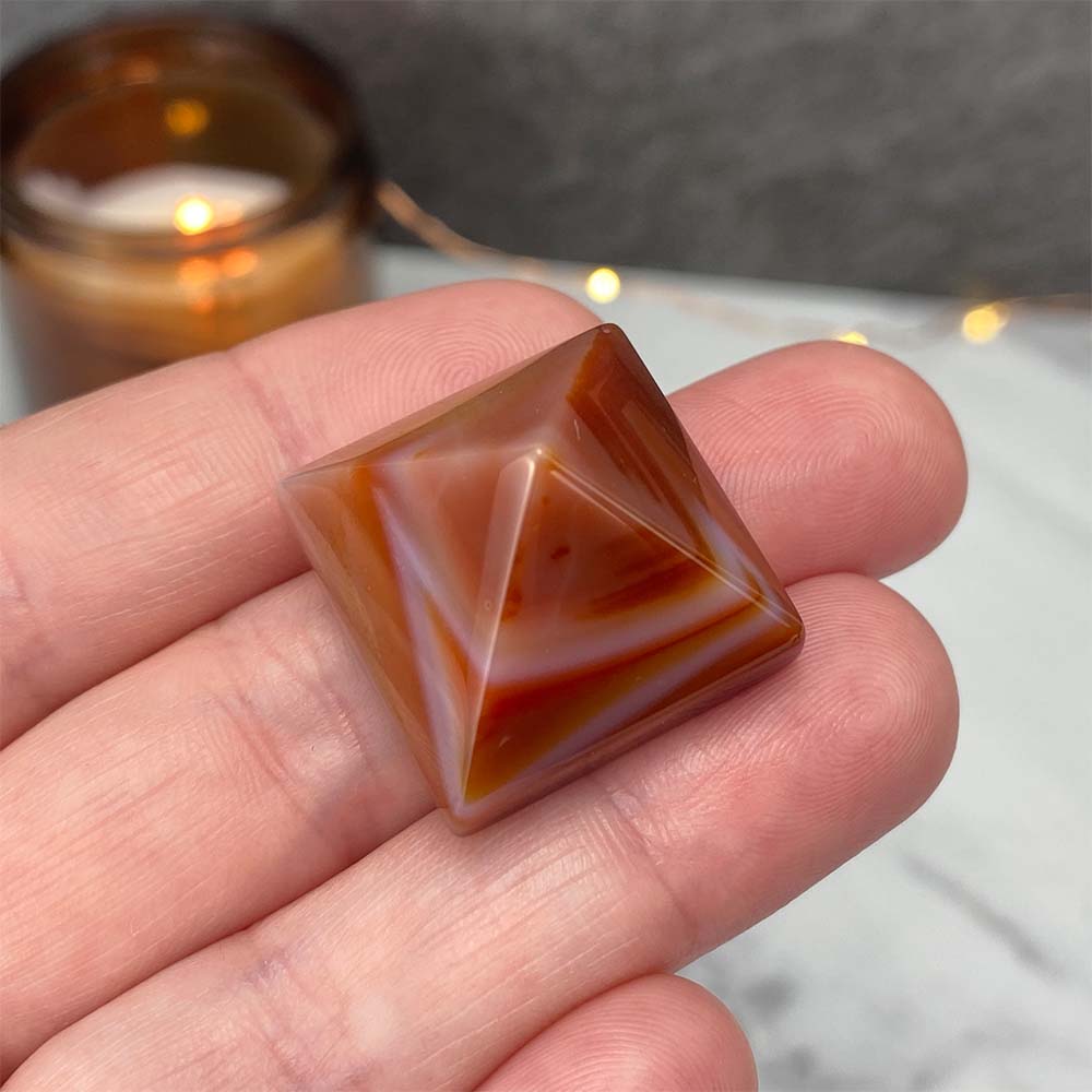 Polished Carnelian Pyramid Carvings