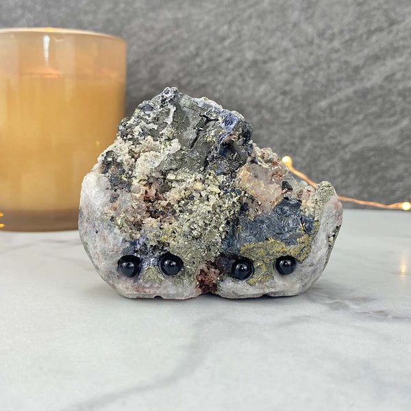 Chalcopyrite Twin Hedgehogs Carving Specimen