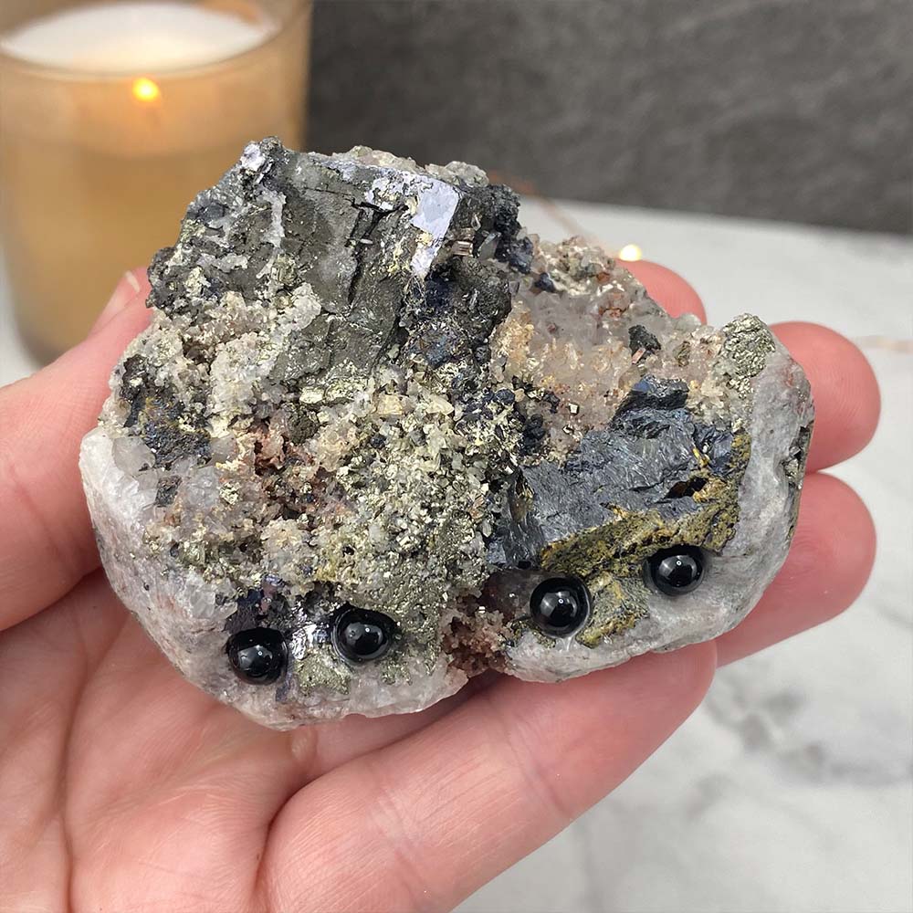 Chalcopyrite Twin Hedgehogs Carving Specimen