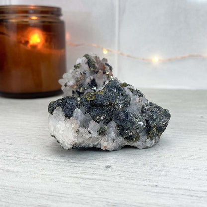 Chalcopyrite on Quartz with Hematite Specimen