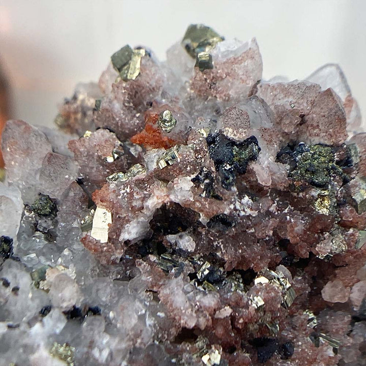 Chalcopyrite on Quartz with Hematite Specimen