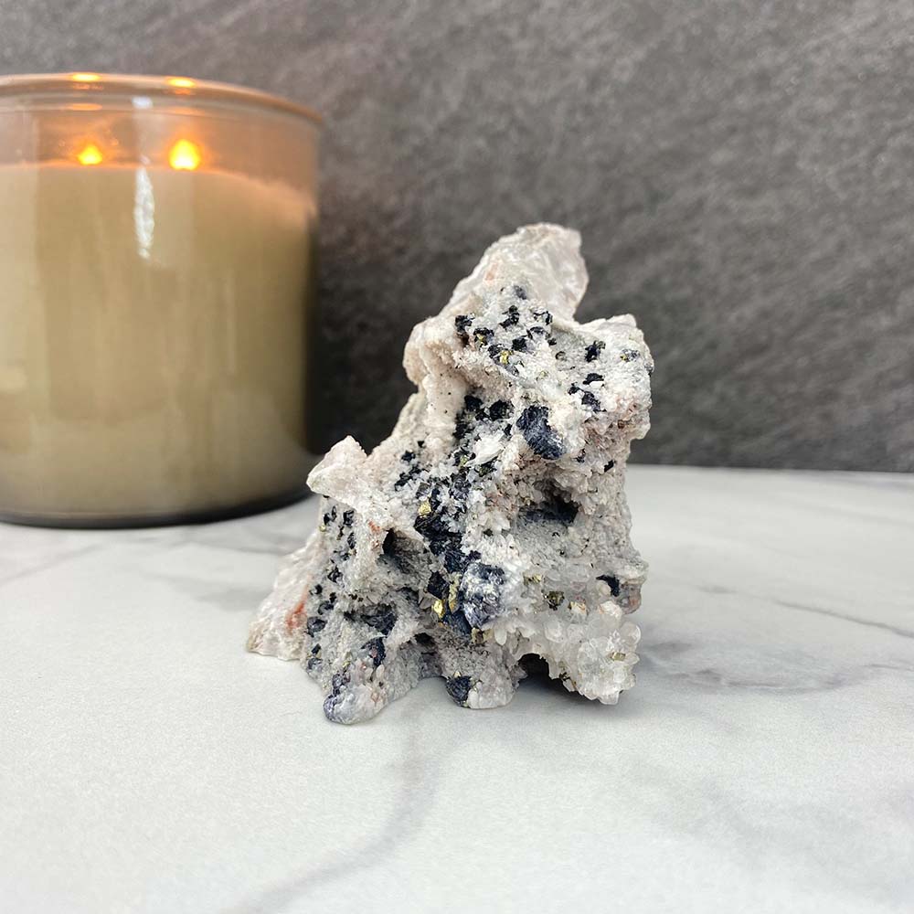 Pyrite On Calcite With Galena Specimen