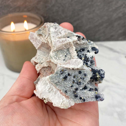 Pyrite On Calcite With Galena Specimen