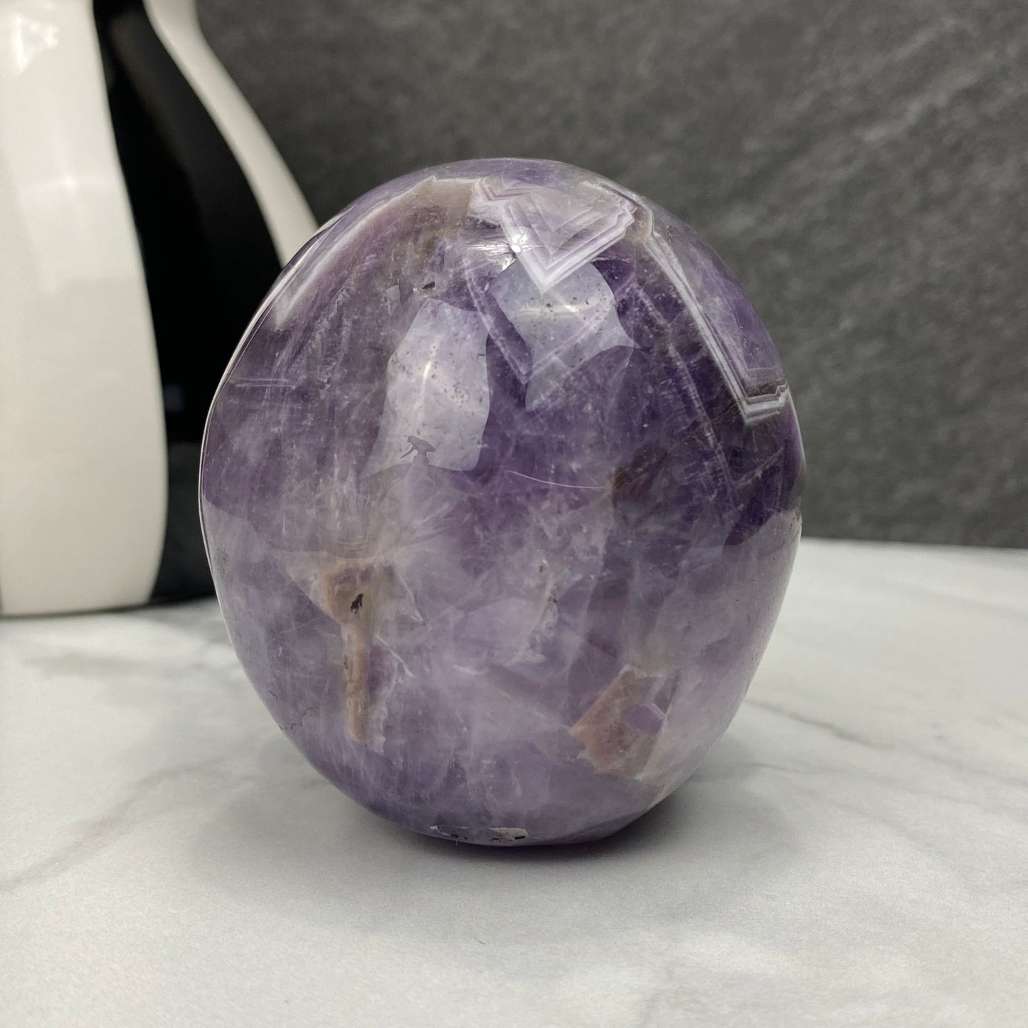 chevron dream amethyst crystal skull carving