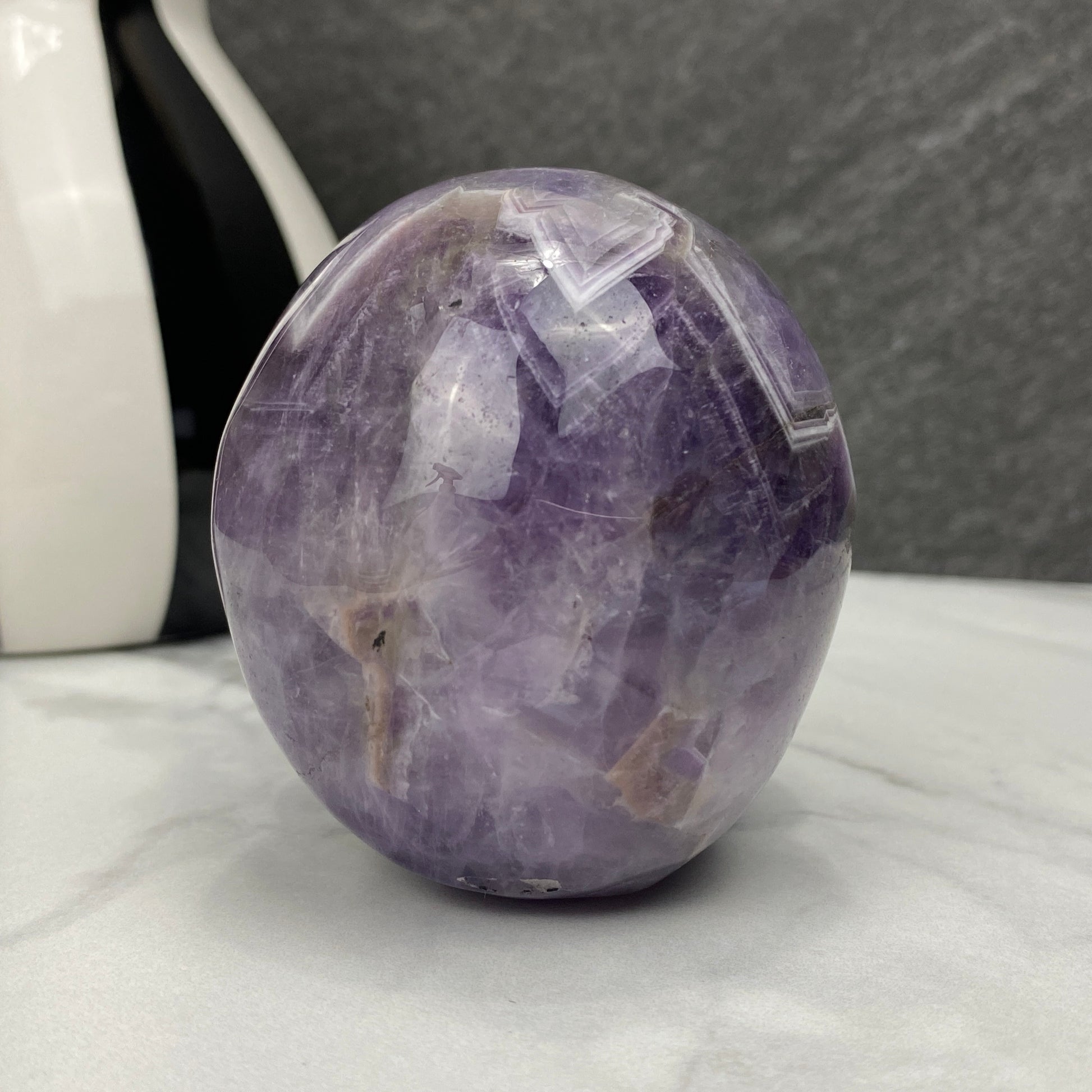 chevron dream amethyst crystal skull carving