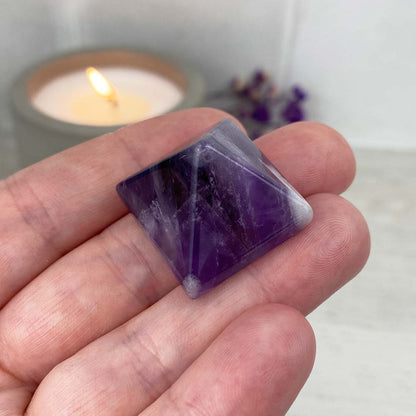 Polished Chevron (Dream) Amethyst Crystal Pyramid Carvings