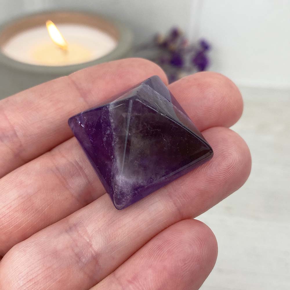 Polished Chevron (Dream) Amethyst Crystal Pyramid Carvings