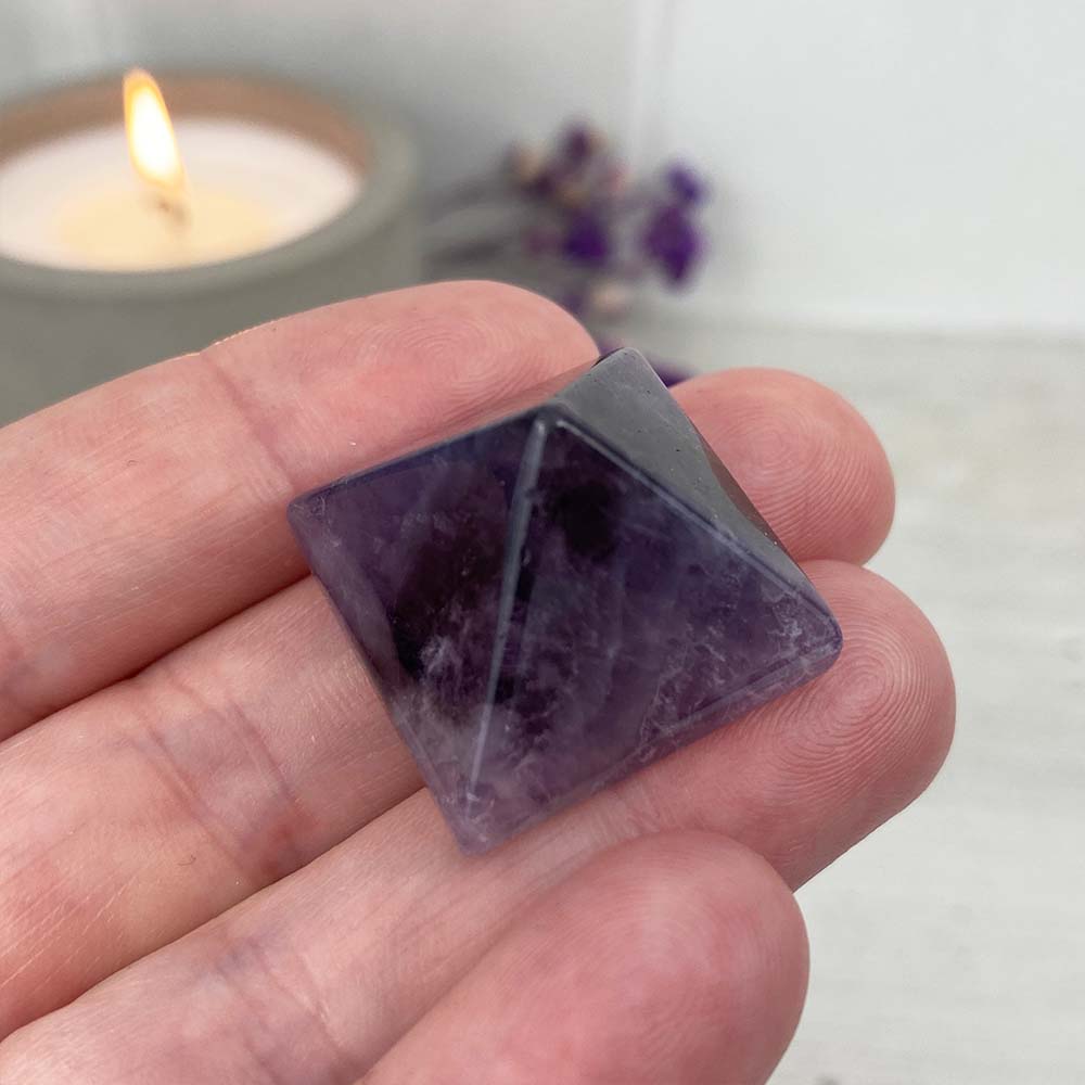Polished Chevron (Dream) Amethyst Crystal Pyramid Carvings