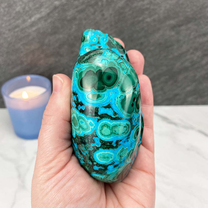 Polished Chrysocolla and Malachite Freeform