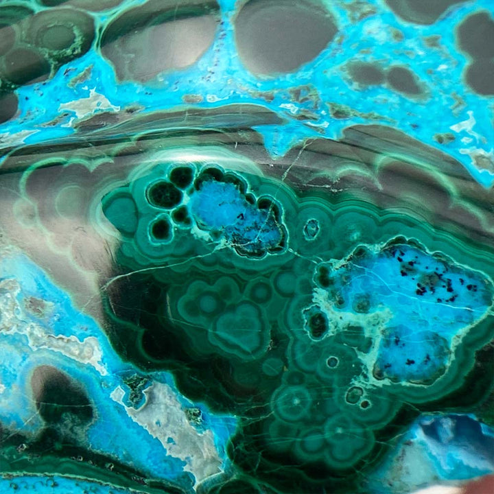 Polished Chrysocolla and Malachite Freeform