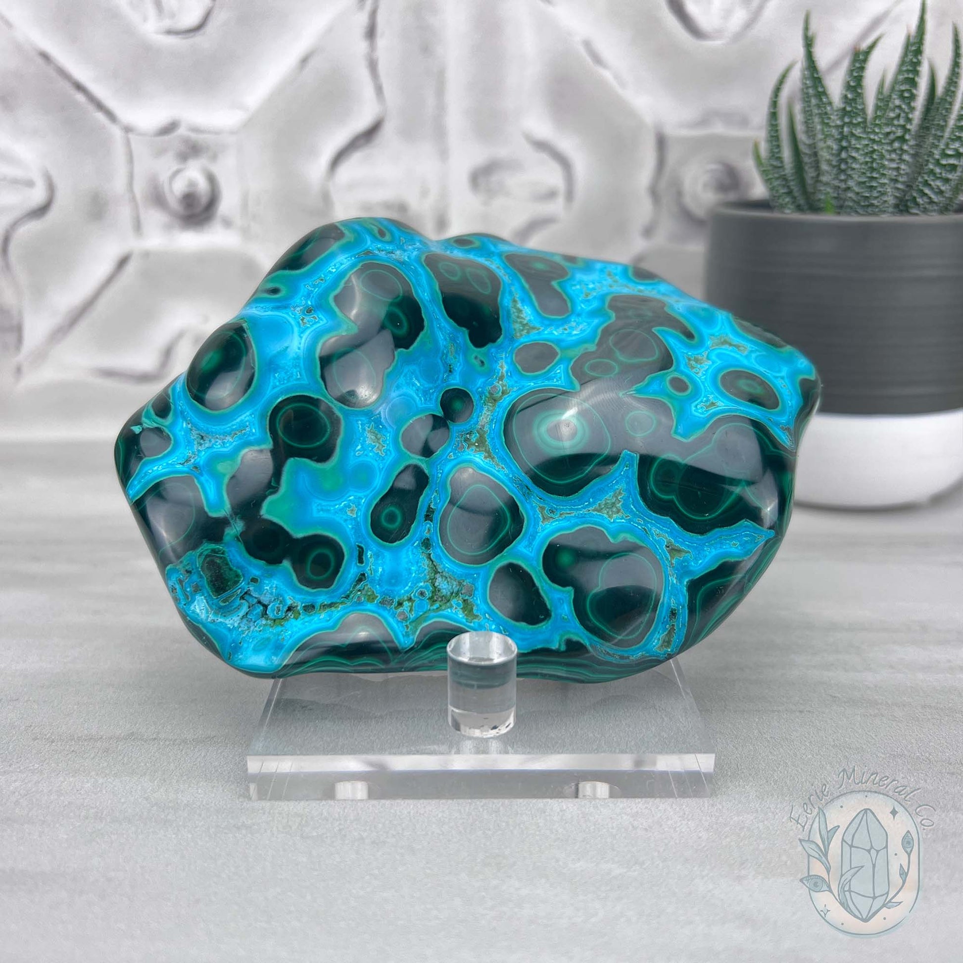 Polished Natural Chrysocolla and Malachite Freeform