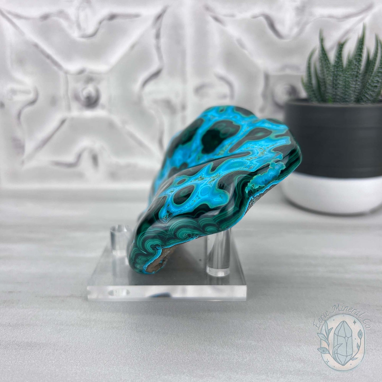 Polished Natural Chrysocolla and Malachite Freeform