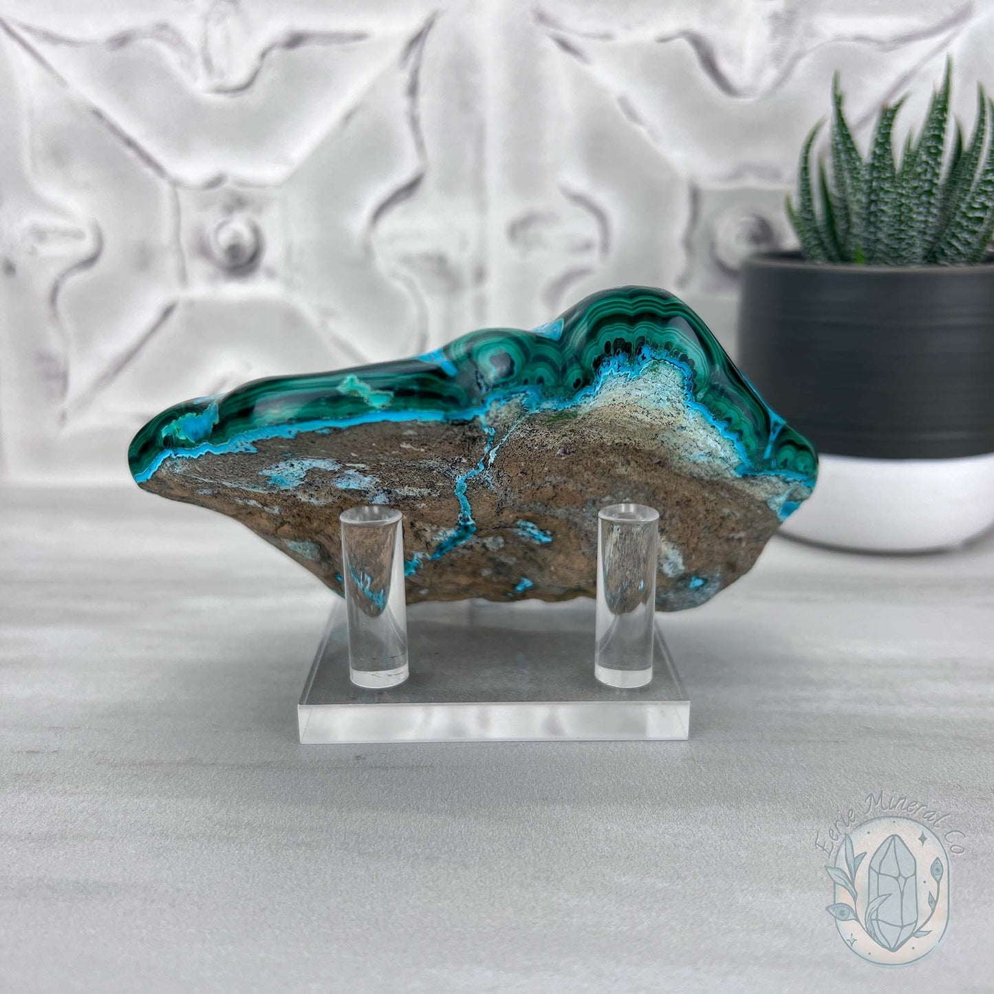 Polished Natural Chrysocolla and Malachite Freeform