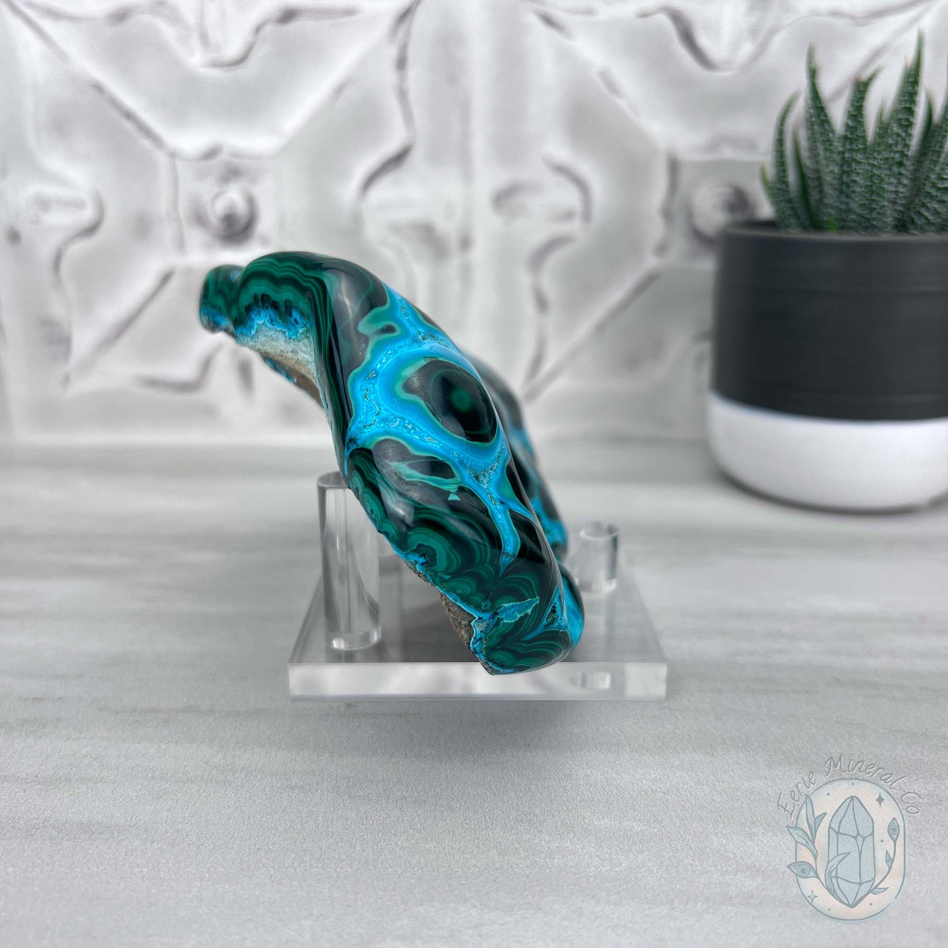 Polished Natural Chrysocolla and Malachite Freeform