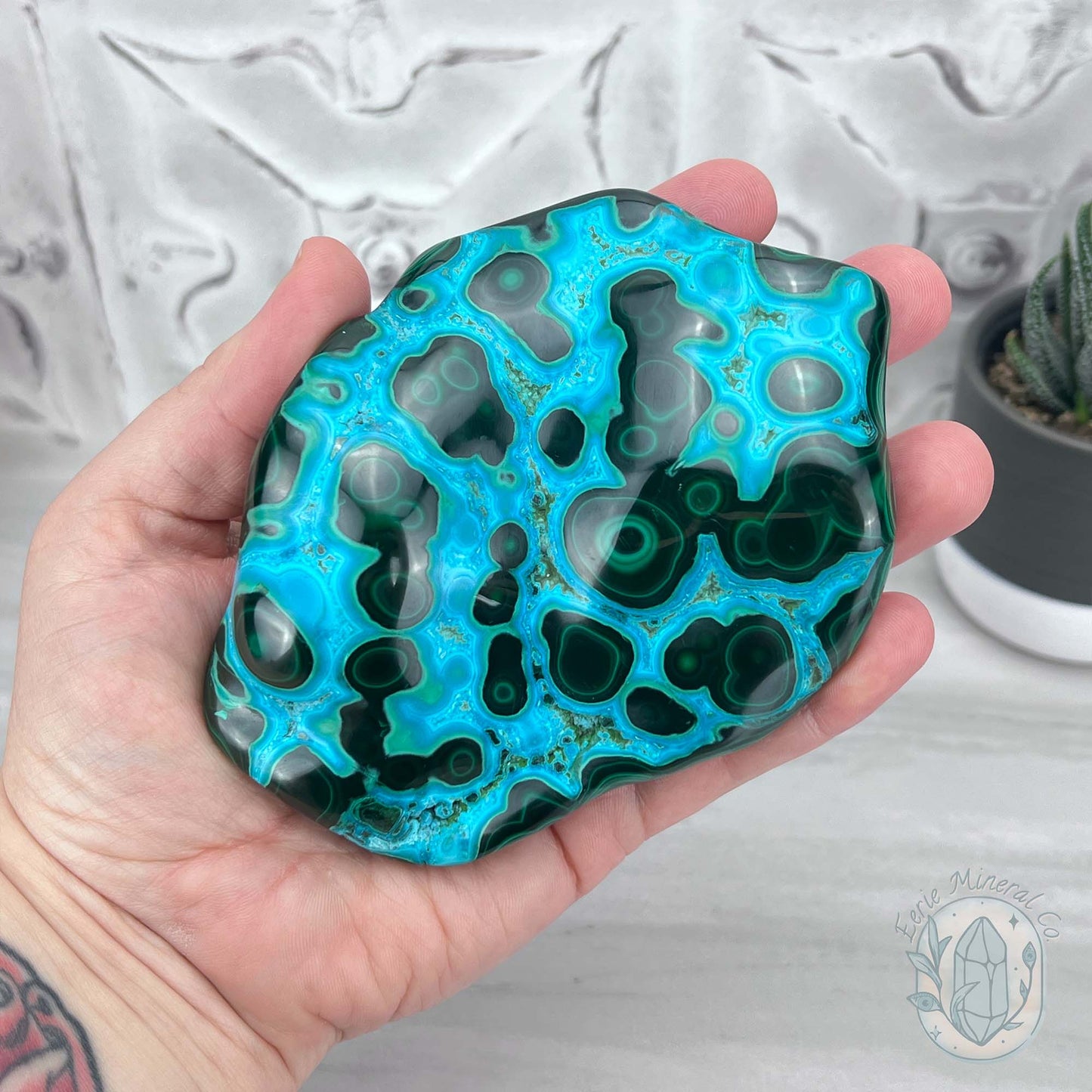 Polished Natural Chrysocolla and Malachite Freeform