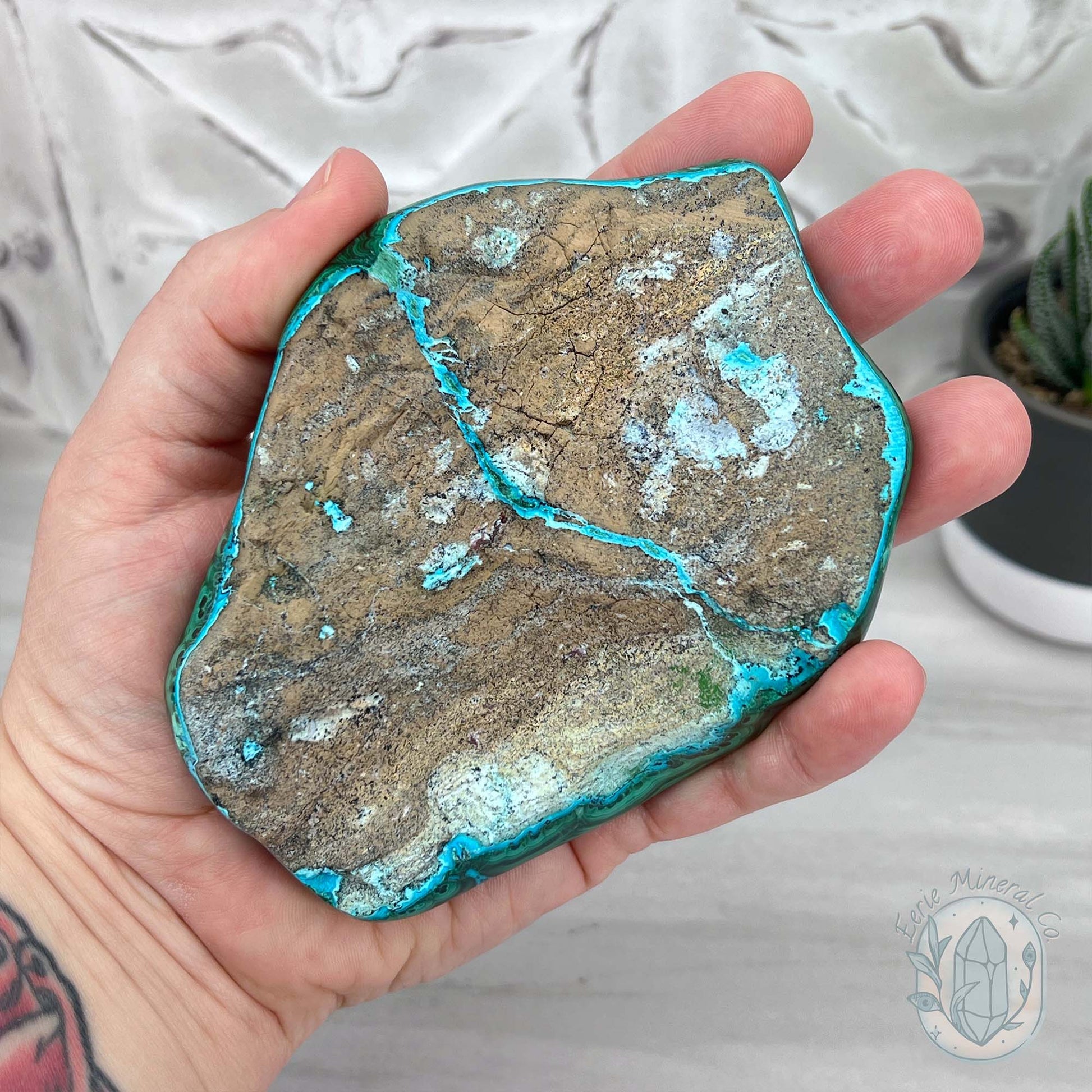 Polished Natural Chrysocolla and Malachite Freeform