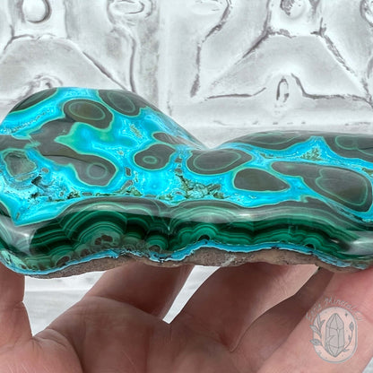 Polished Natural Chrysocolla and Malachite Freeform