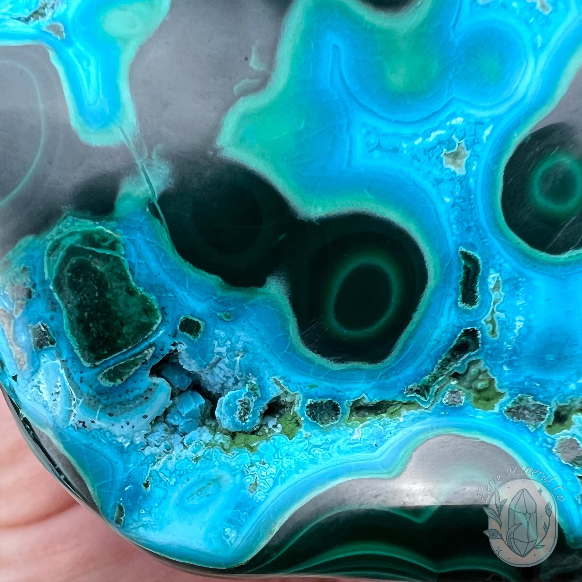 Polished Natural Chrysocolla and Malachite Freeform