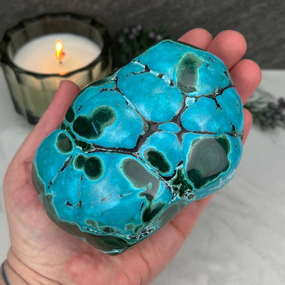 Polished Natural Chrysocolla and Malachite Freeform