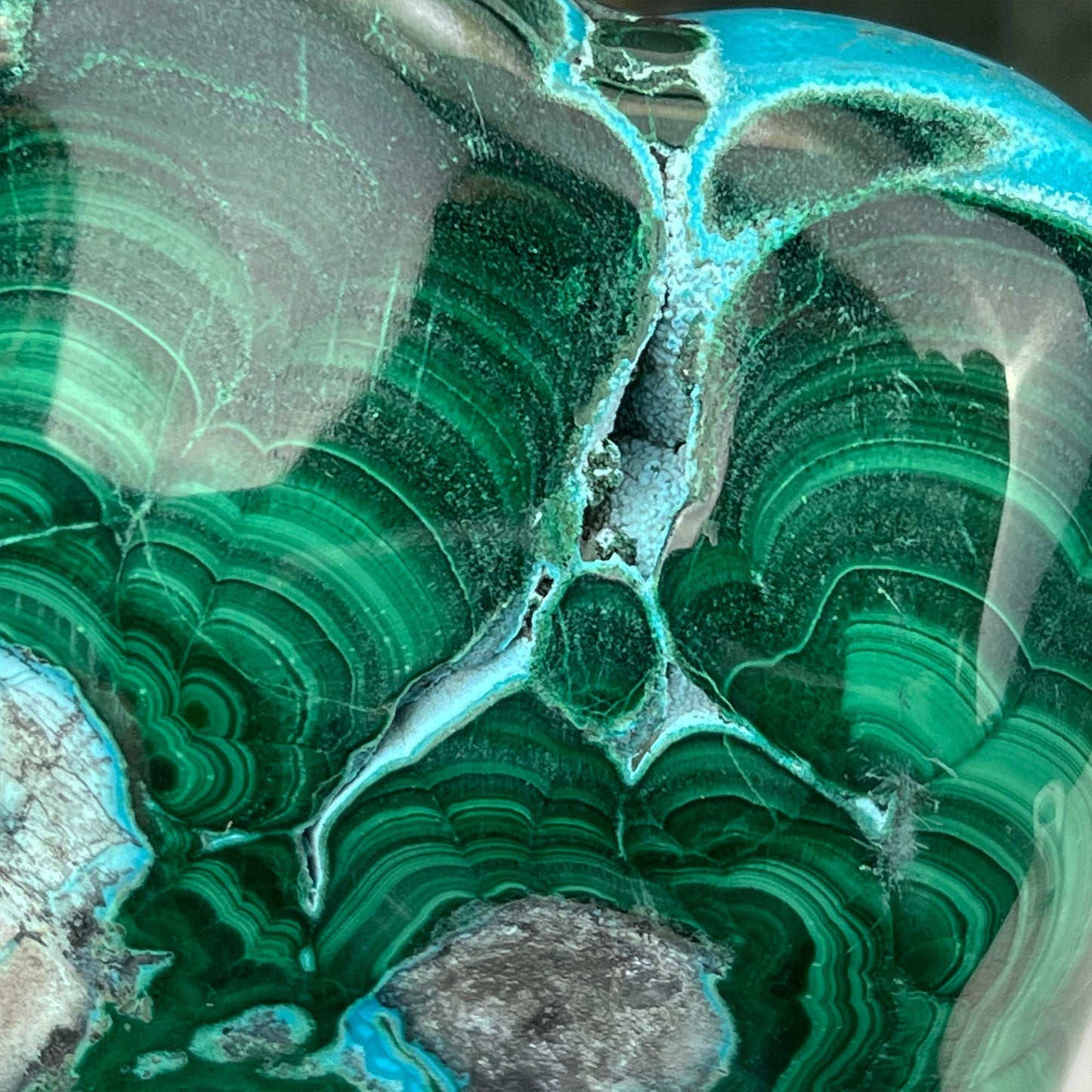 Polished Natural Chrysocolla and Malachite Freeform