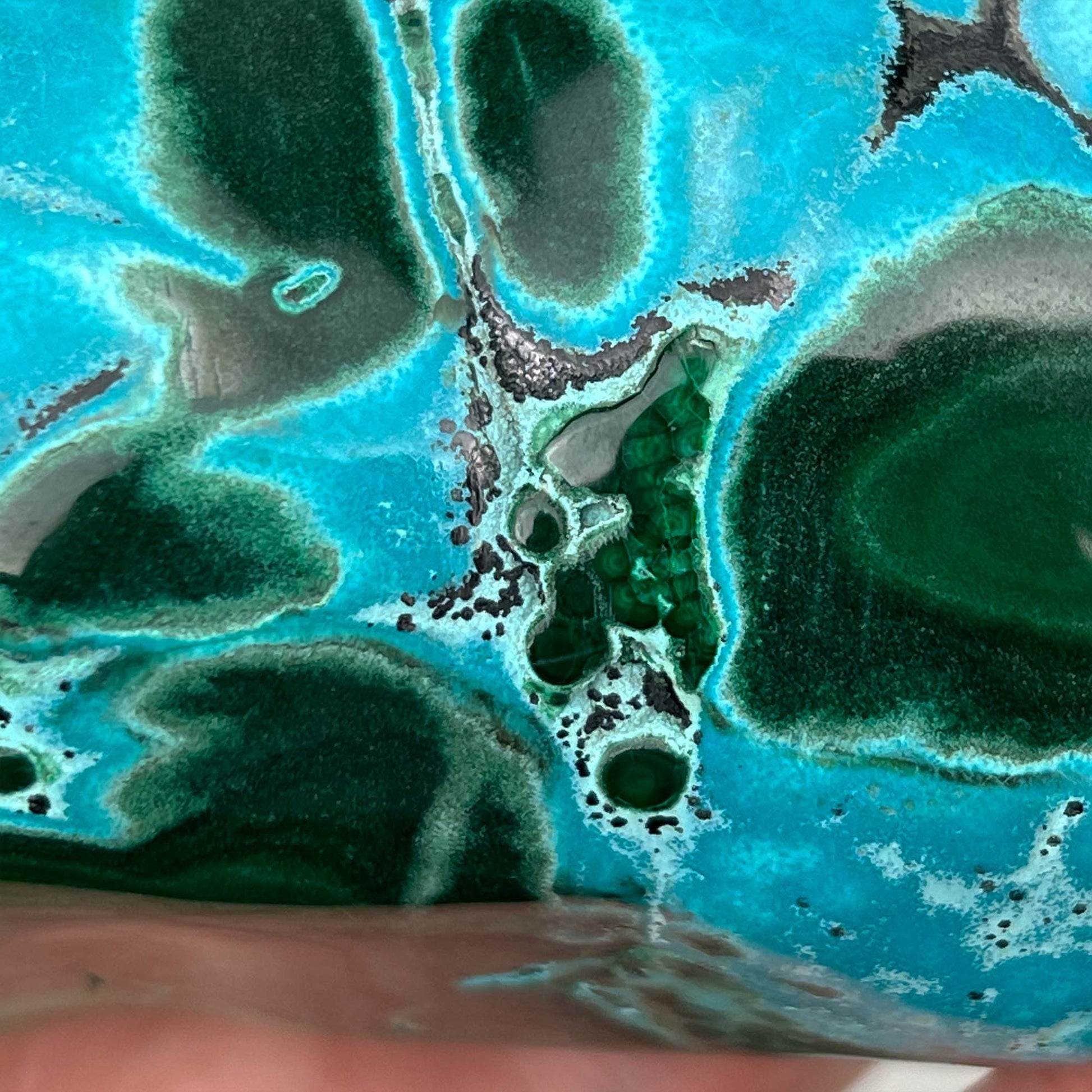 Polished Natural Chrysocolla and Malachite Freeform
