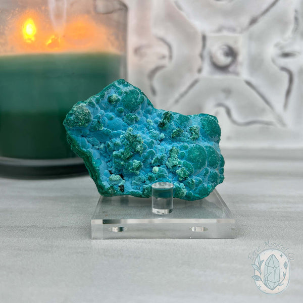 Chrysocolla and Malachite Specimen on Stand