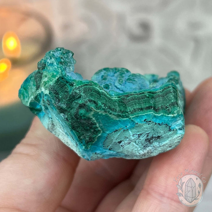 Chrysocolla and Malachite Specimen on Stand